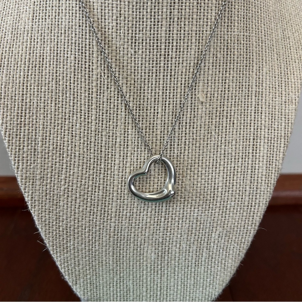 Auth Tiffany & Co. Elsa Peretti Open Heart Necklace SV925 excellent 7 g big sz - Picture 3 of 13